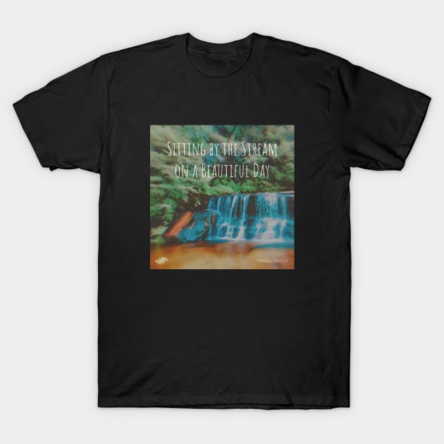 Sitting by the Stream on a Beautiful Day Album Cover Art Minimalist Square Designs Marako + Marcus The Anjo Project Band T-Shirt T-Shirt by Anjo